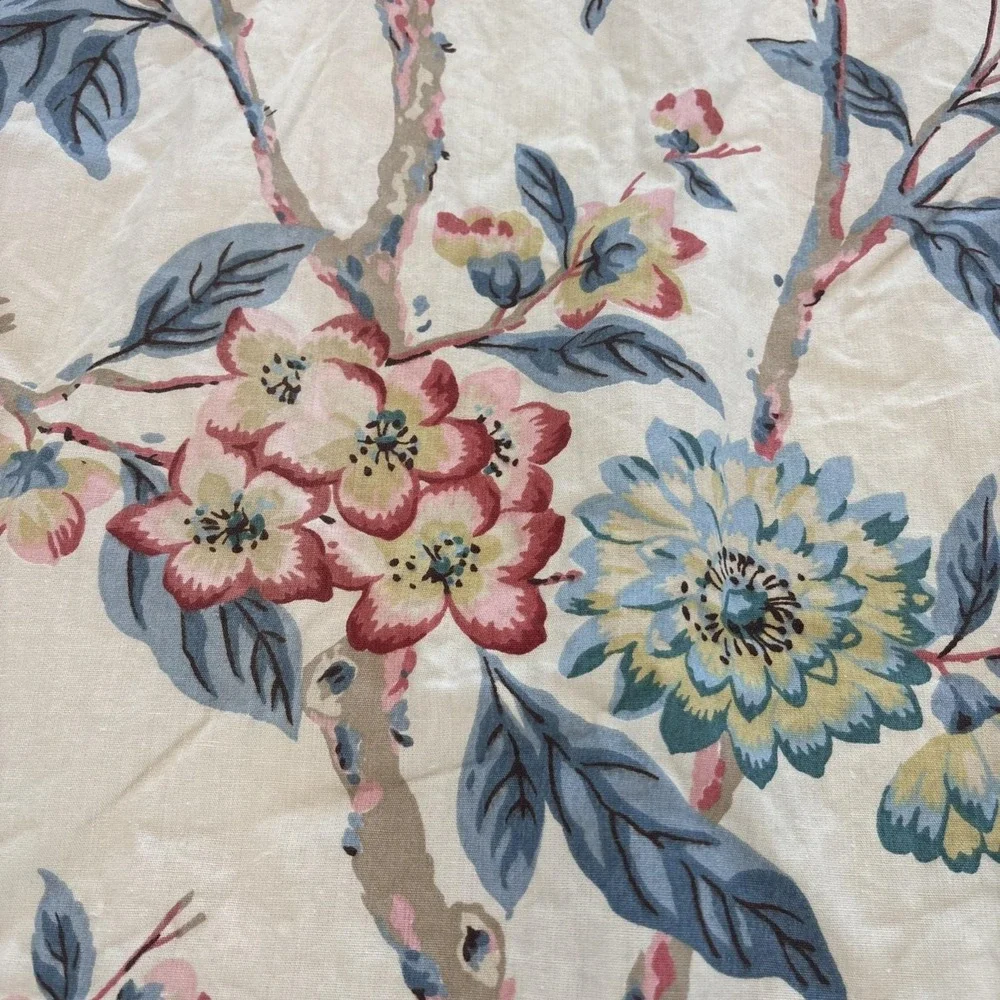 Vintage 1980 Custom Drapes 86x50 Lined Weighted Floral Two Panels